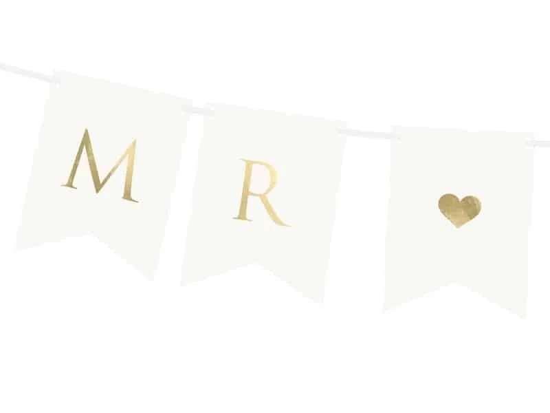 Mr Mrs - Banner - 15 x 85cm - Hvit - miniatyrbilde