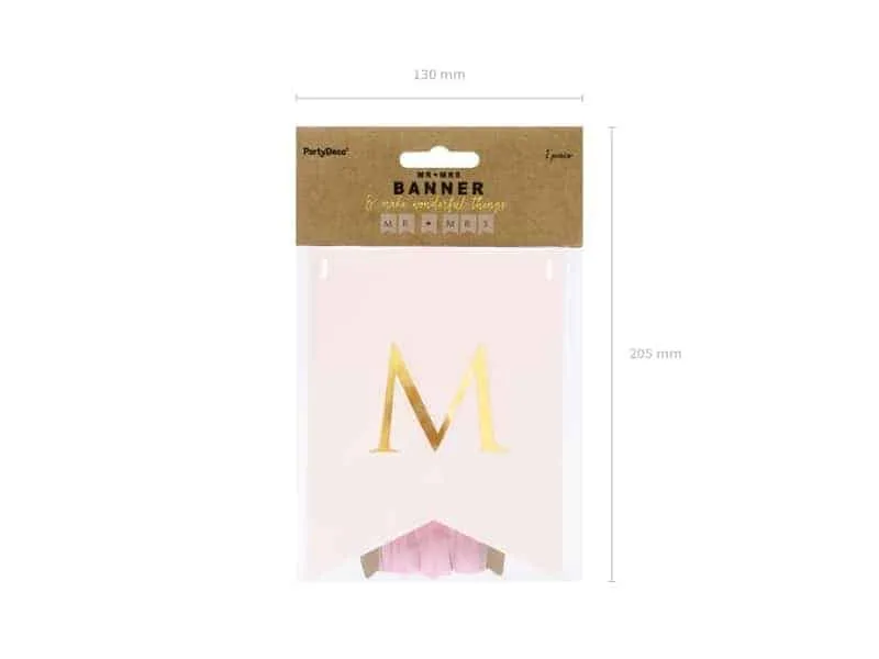 Mr Mrs - Banner - 15 x 85cm - Lys Rosa - miniatyrbilde