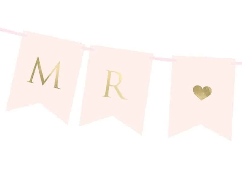 Mr Mrs - Banner - 15 x 85cm - Lys Rosa - miniatyrbilde