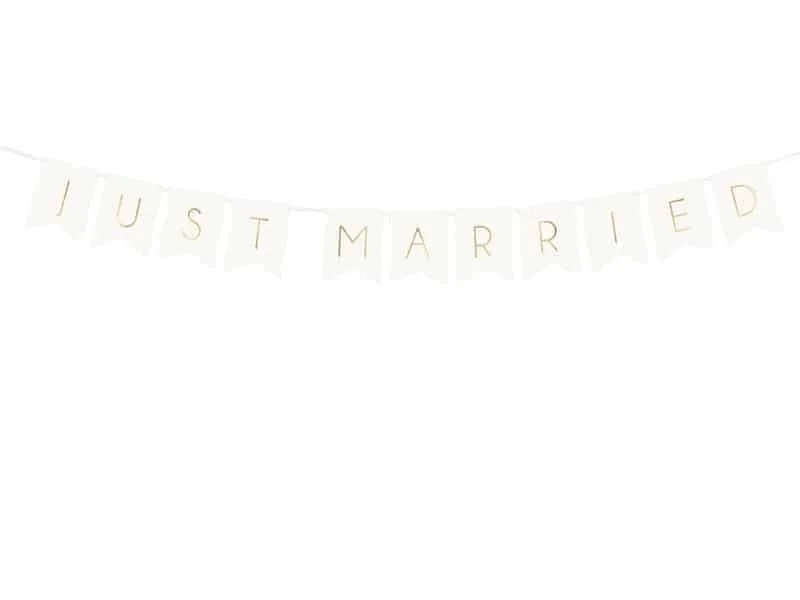 Just Married - Banner - 15 x 155 cm - Hvit - miniatyrbilde