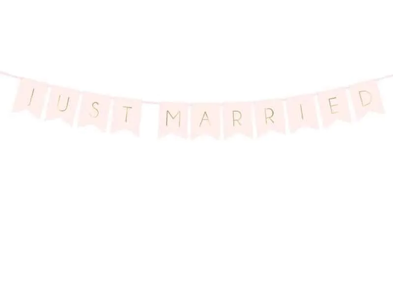 Just Married - Banner - 15 x 155 cm - Lys rosa - miniatyrbilde