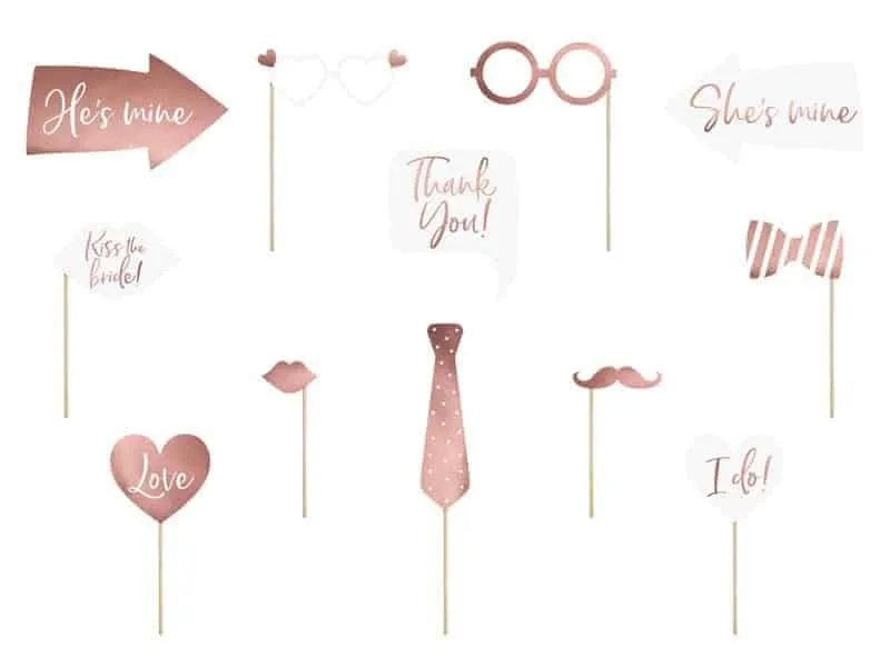 Photobooth Effektsett - Bryllupsmiks - Rose gold - miniatyrbilde